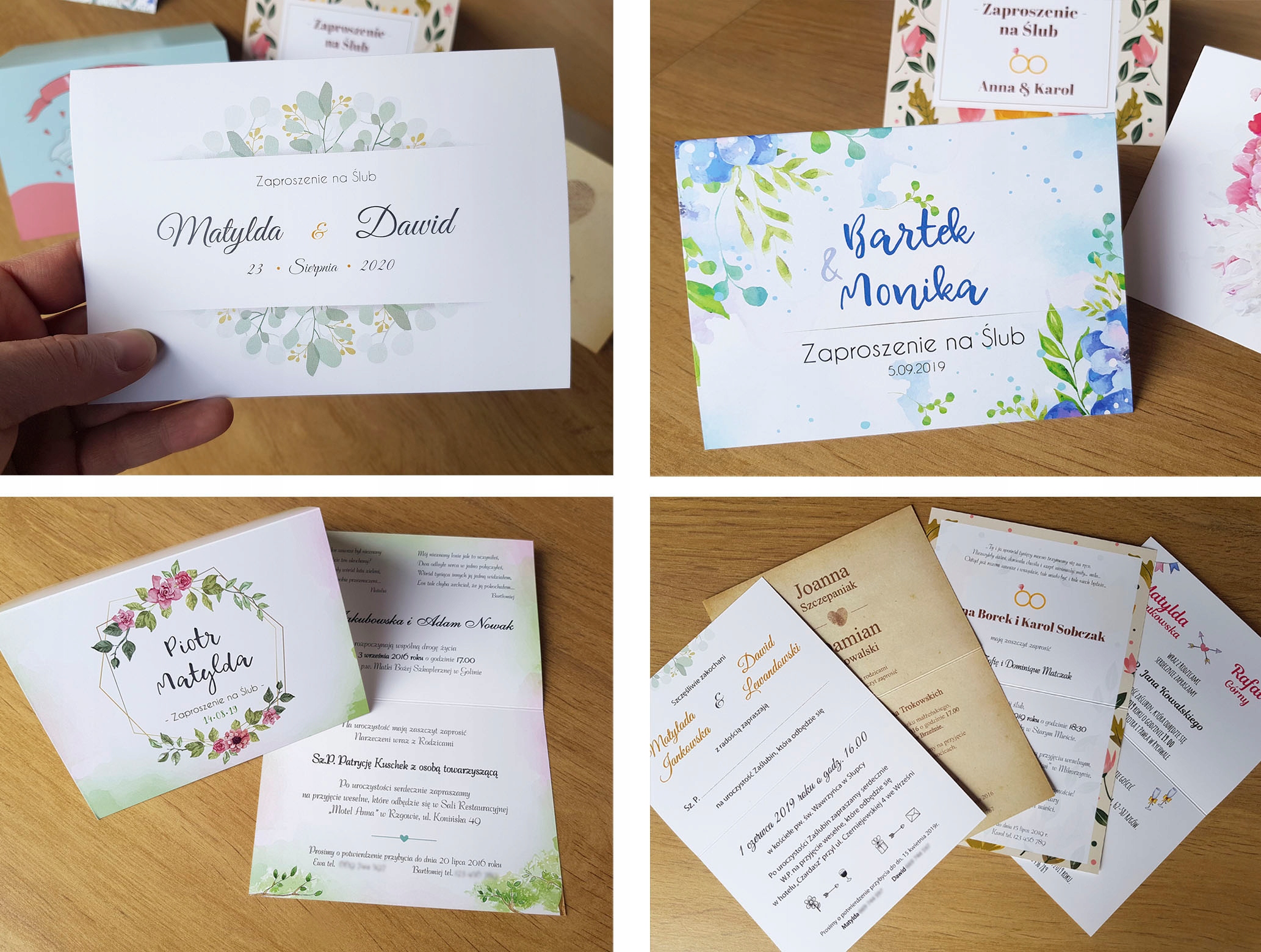 Zaproszenia Ślubne na Ślub Rustykalne Boho Kwiaty Marka inny