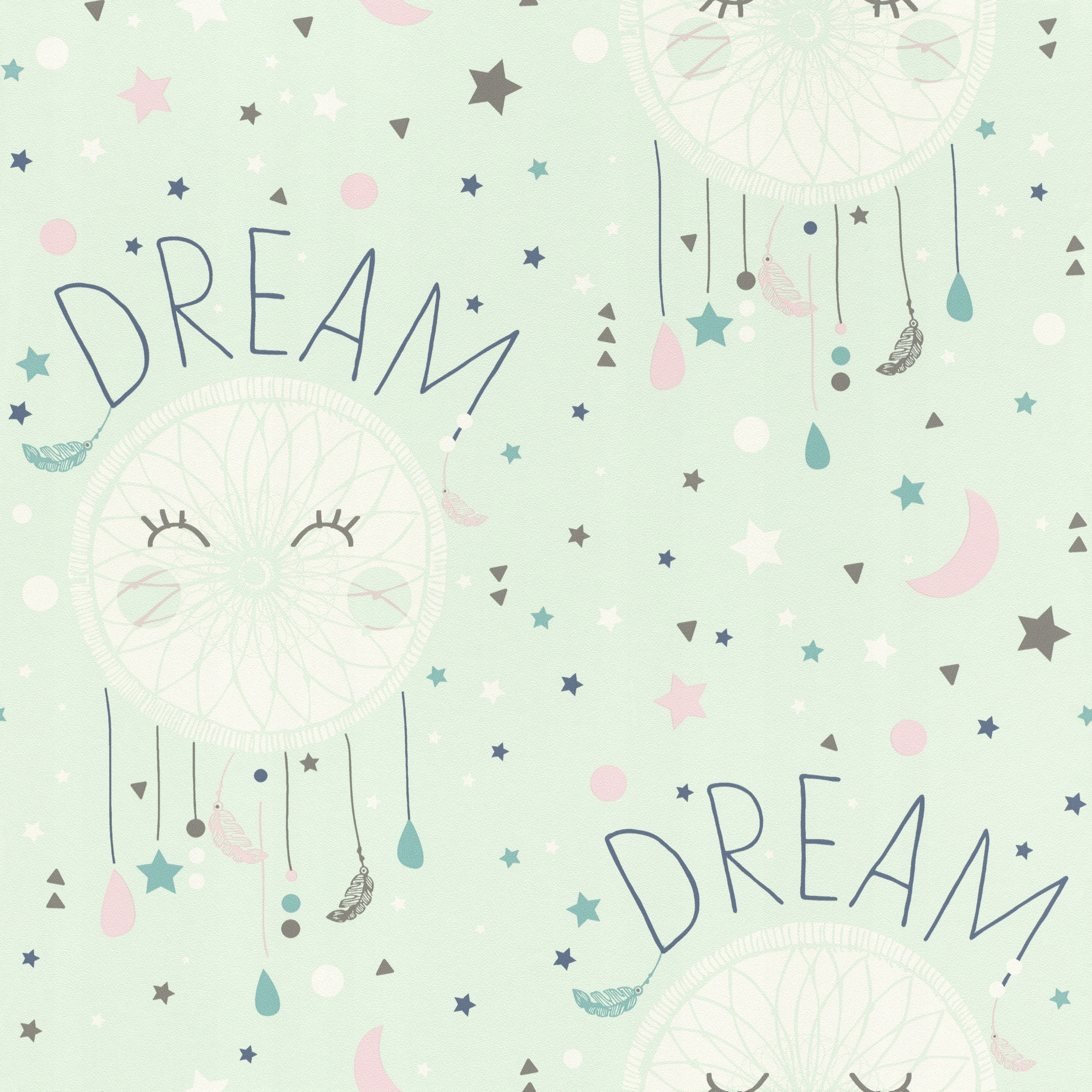 Miętowa TAPETA - Łapacze Snów -BAMBINO XVIII-Rasch