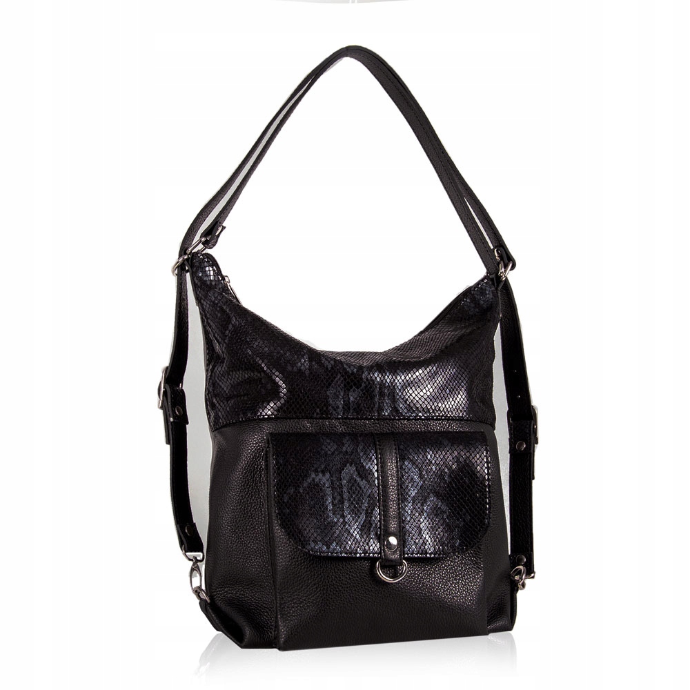 SKÓRZANA TOREBKA-PLECAK DAMSKA WŁOSKA SKÓRA RÓŻ2W1