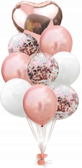 

balony Panieński Rose Gold z konfetti różowo złote