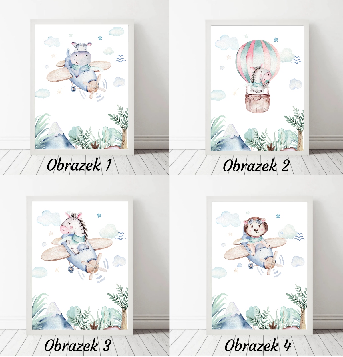 Obrazki, plakaty, Safari, ramka, metryczka A4 Długość 33 cm