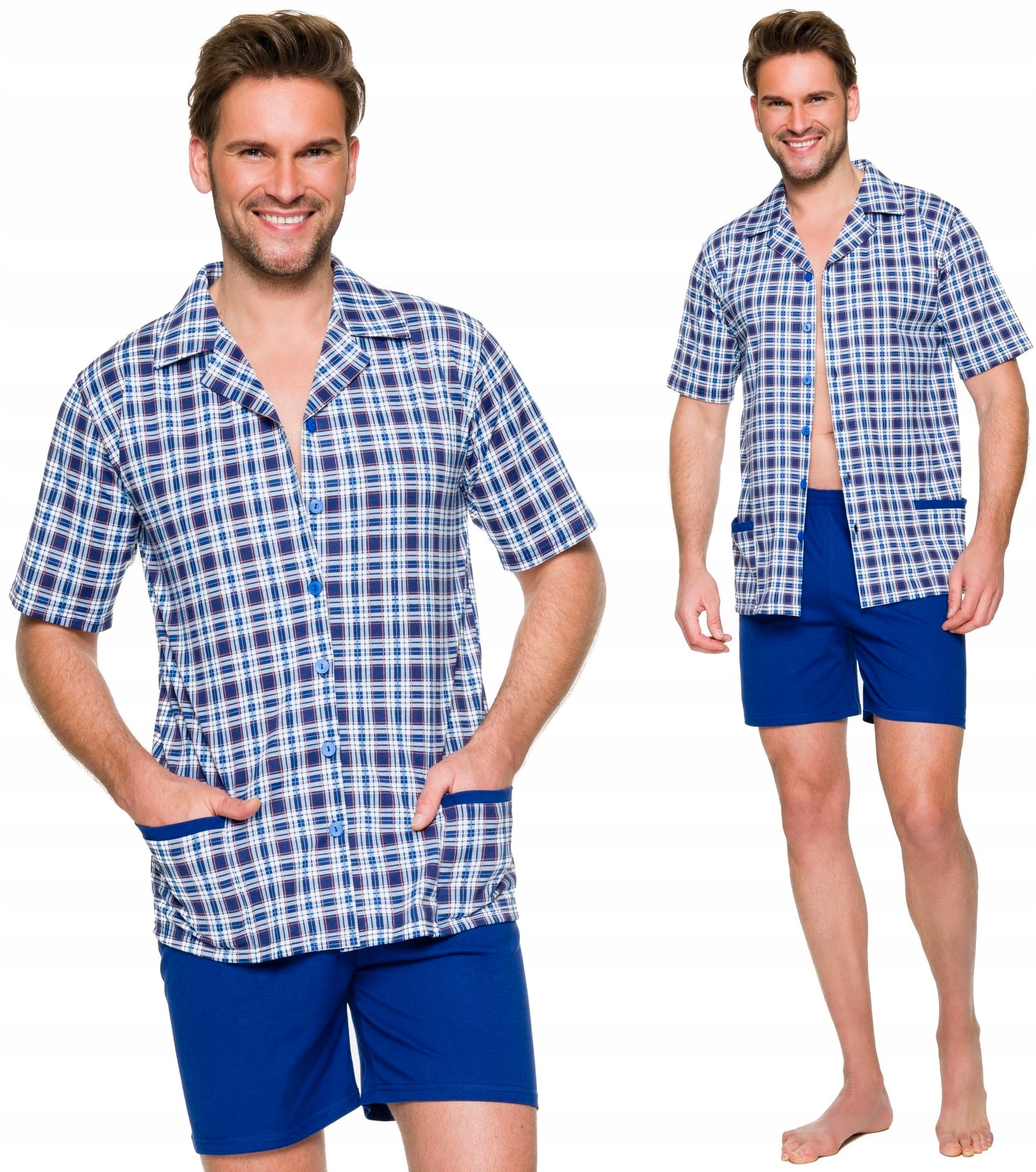 ROZPINANA BAWEŁNIANA PIŻAMA MĘSKA KOŁNIERZYK L