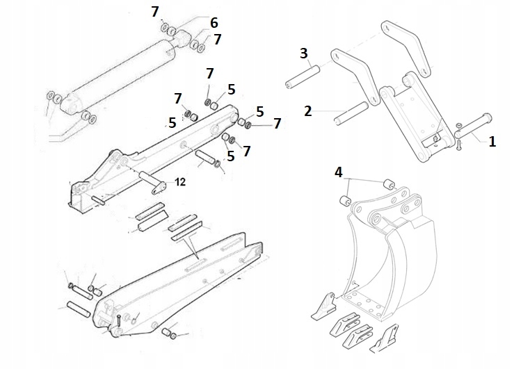 БОЛТЫ КОВША + ВТУЛКИ NEW HOLLAND LB85 LB90 LB110