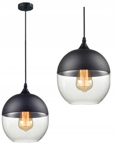 

Lampa Sufitowa Wisząca Zenit Black Szklana Loft