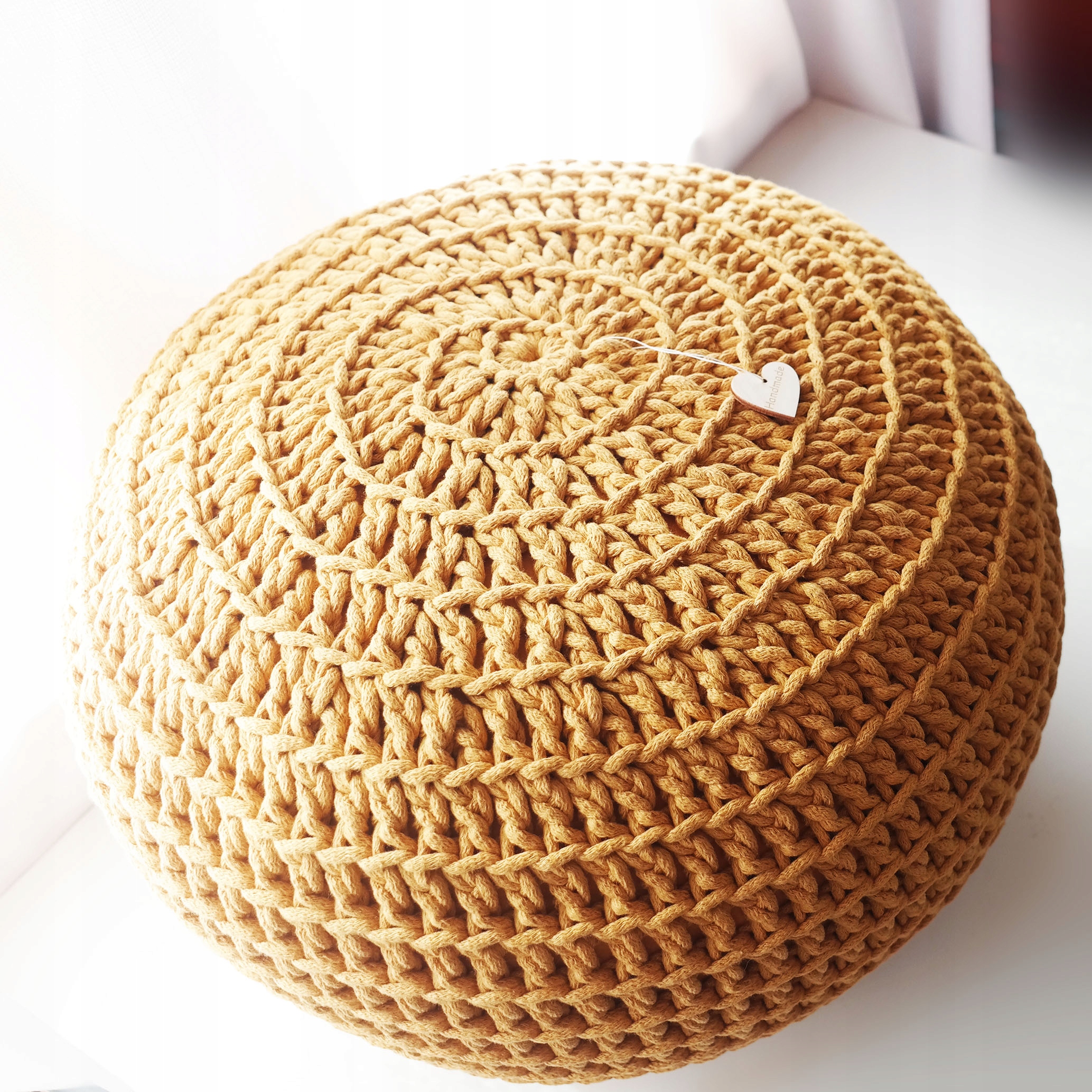 PUFA DO SALONU 50x40 PLECIONA DZIERGANA ZE SZNURKA