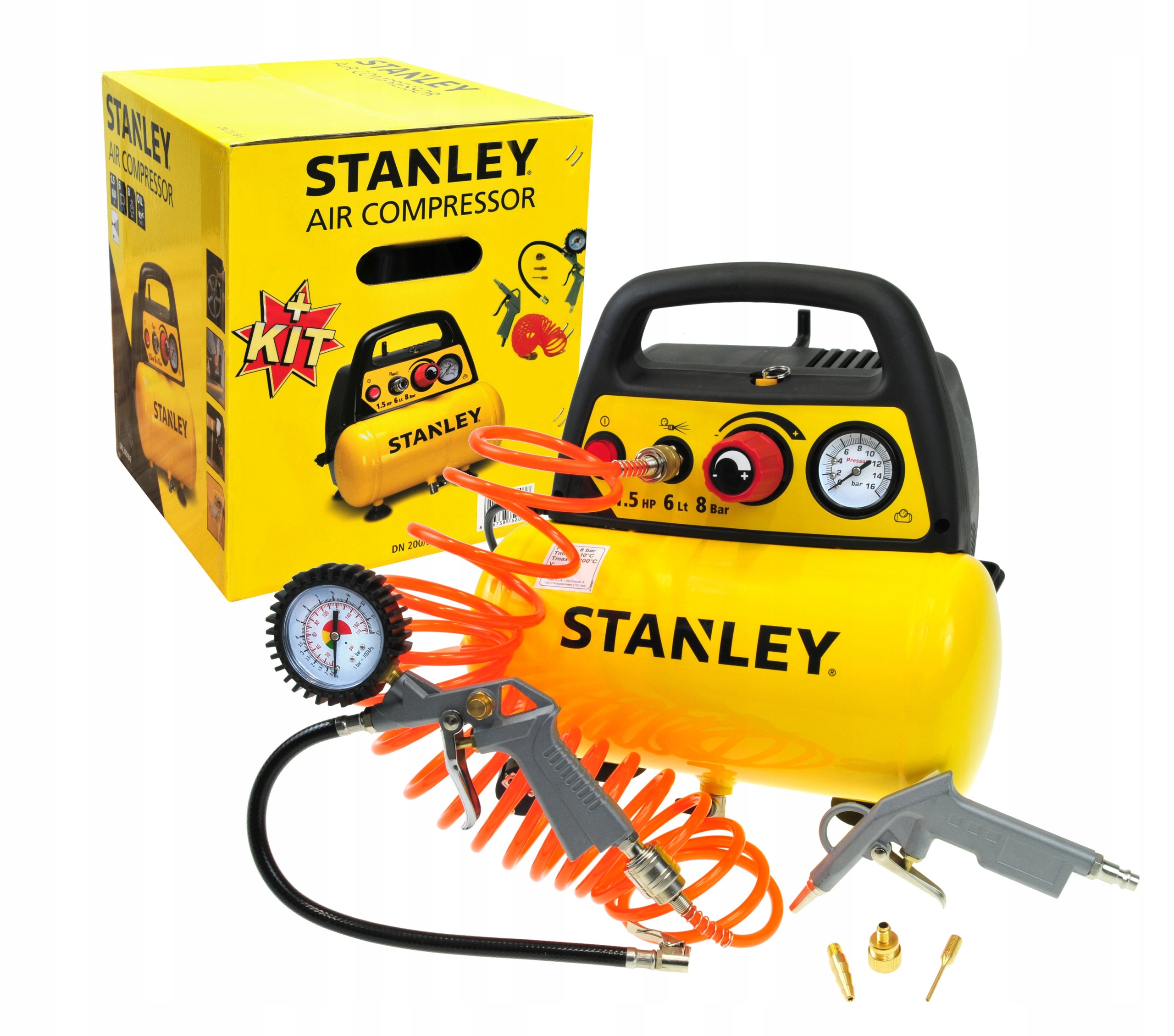 

Stanley Sprężarka Kompresor 6L 8 Bar + Zestaw 6-EL