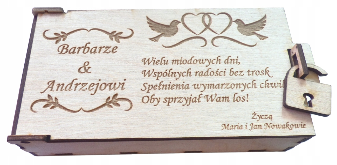 

Drewniane pudełko na Pieniądze ze sklejki na Ślub