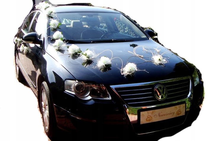 

Dekoracja samochodu ślubnego weselnego na samochód