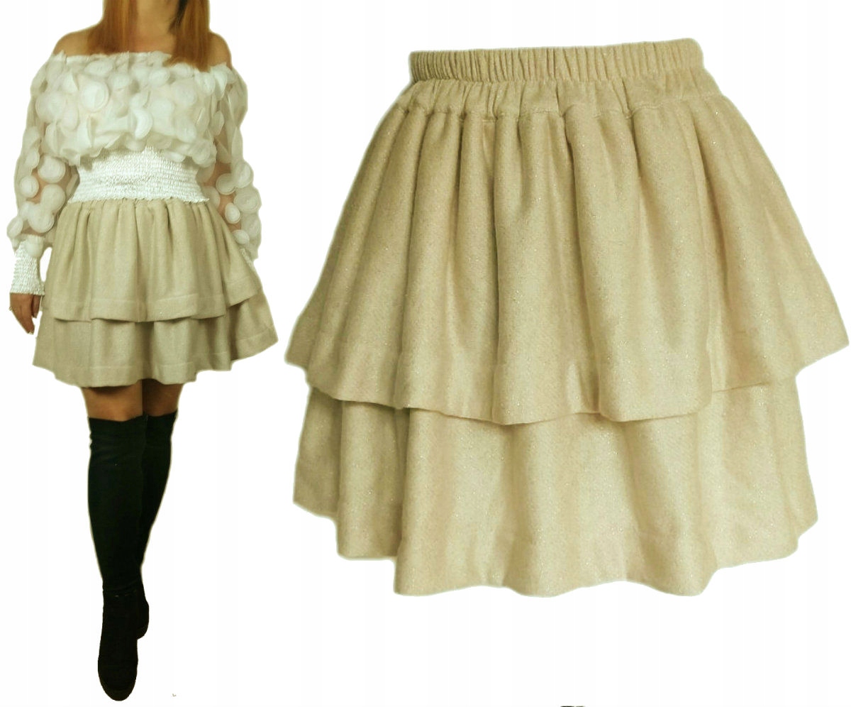 

Spódnica falbany dwuwarstwa dzianina,srebrna nitka