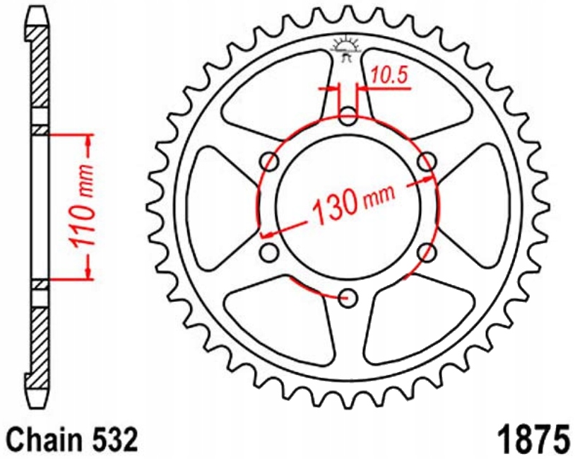 Zadná ozubená reťaz 532 Jtr 48Z Yamaha YZF-R6 600 03-07