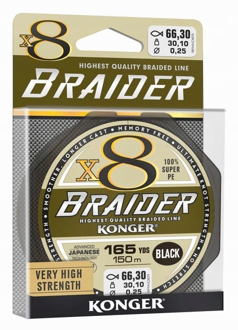 Plecionka Konger Braider X8 Black 0,25mm 150m