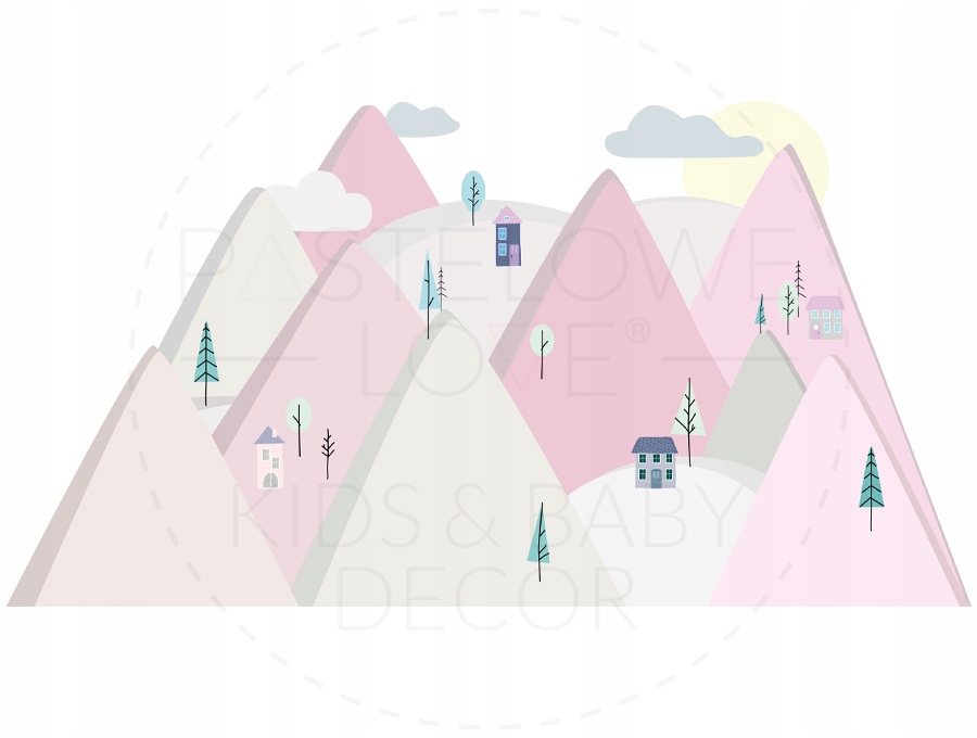 ГОРЫ РОЗОВЫЕ - наклейка на стену | размер L