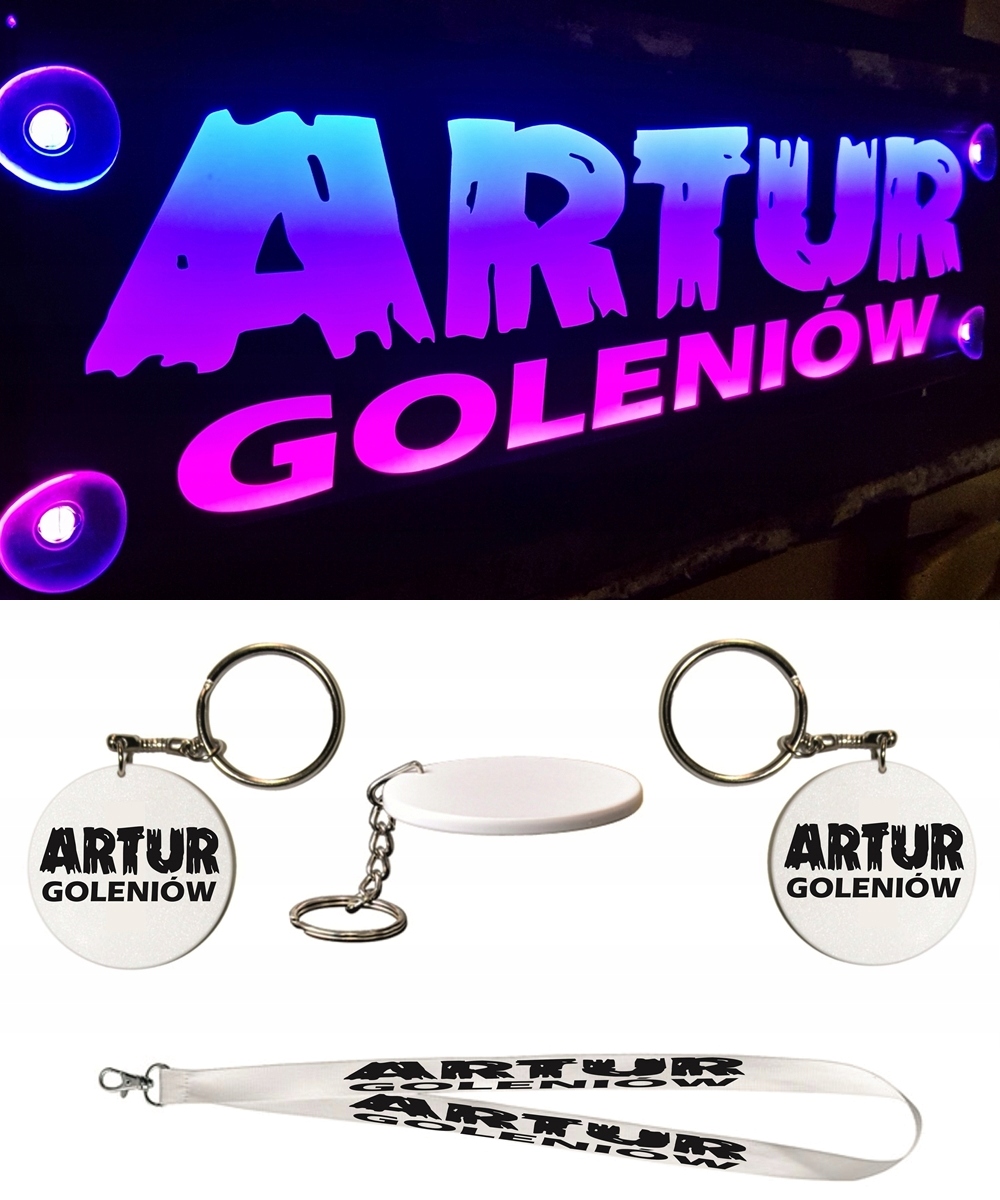 Tablica imienna LED 50x14 LED ZESTAW Brelok Smycz