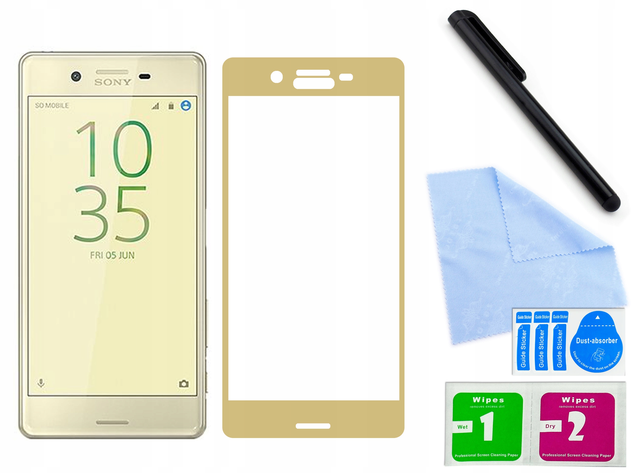 

Szkło hartowane 3D, do Sony Xperia X Złote