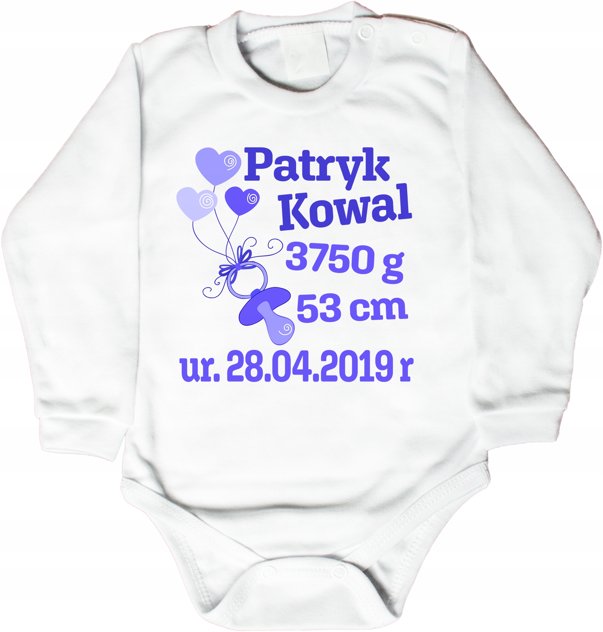

Body dla noworodka z imieniem datą urodzin r 62 v5