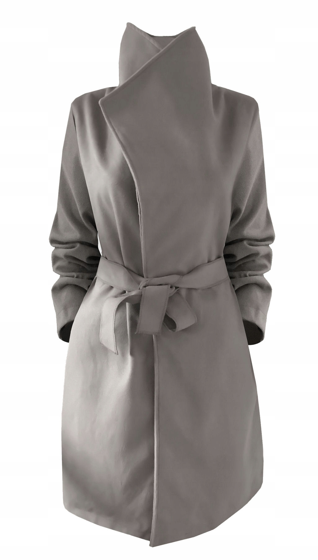 

Płaszcz blogger Klasyczny klapy pasek Szary