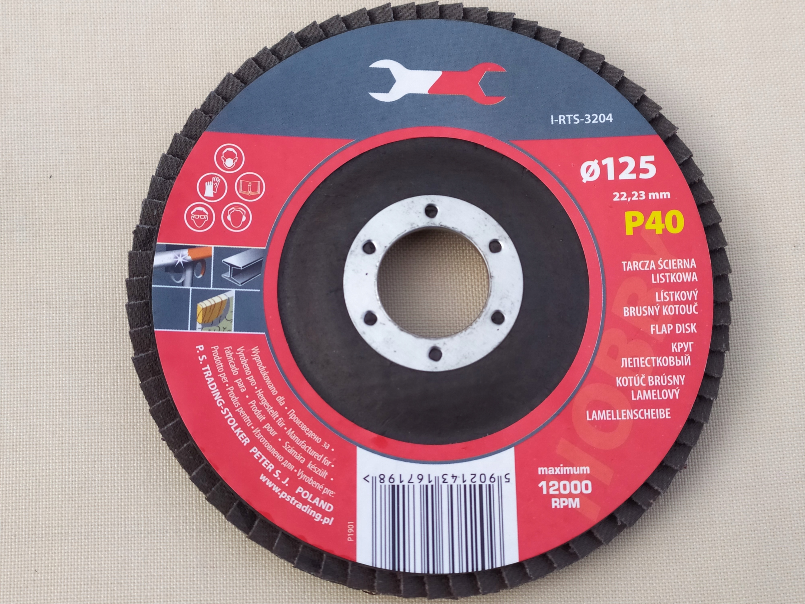 TARCZA LAMELKOWA LAMELKA ŚCIERNICA LISTKOWA 125 mm P40 Kod producenta I-RTS-3204