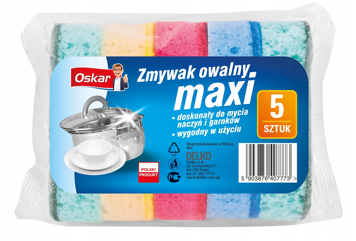 

Gąbki Zmywaki Kuchenne Do Naczyń Owal 5szt Oskar