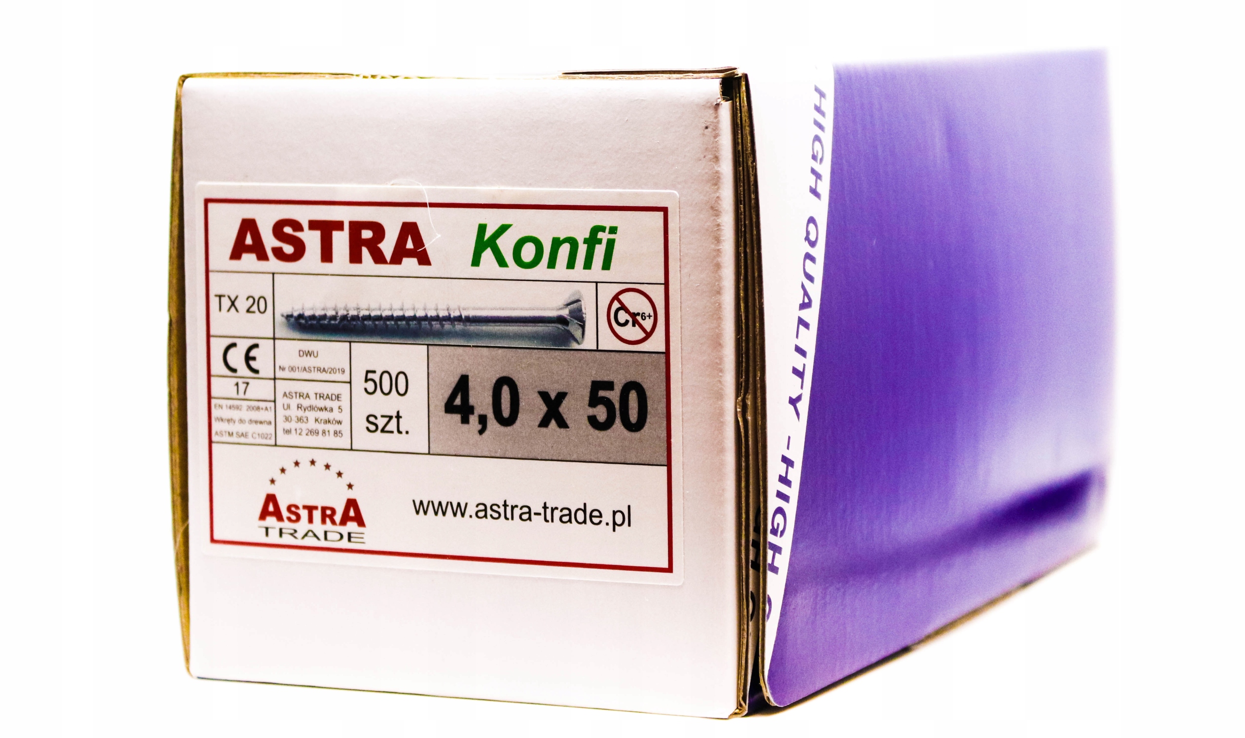

Wkręty meblowe Astra Konfi 4x50 mm, TX20 500 szt