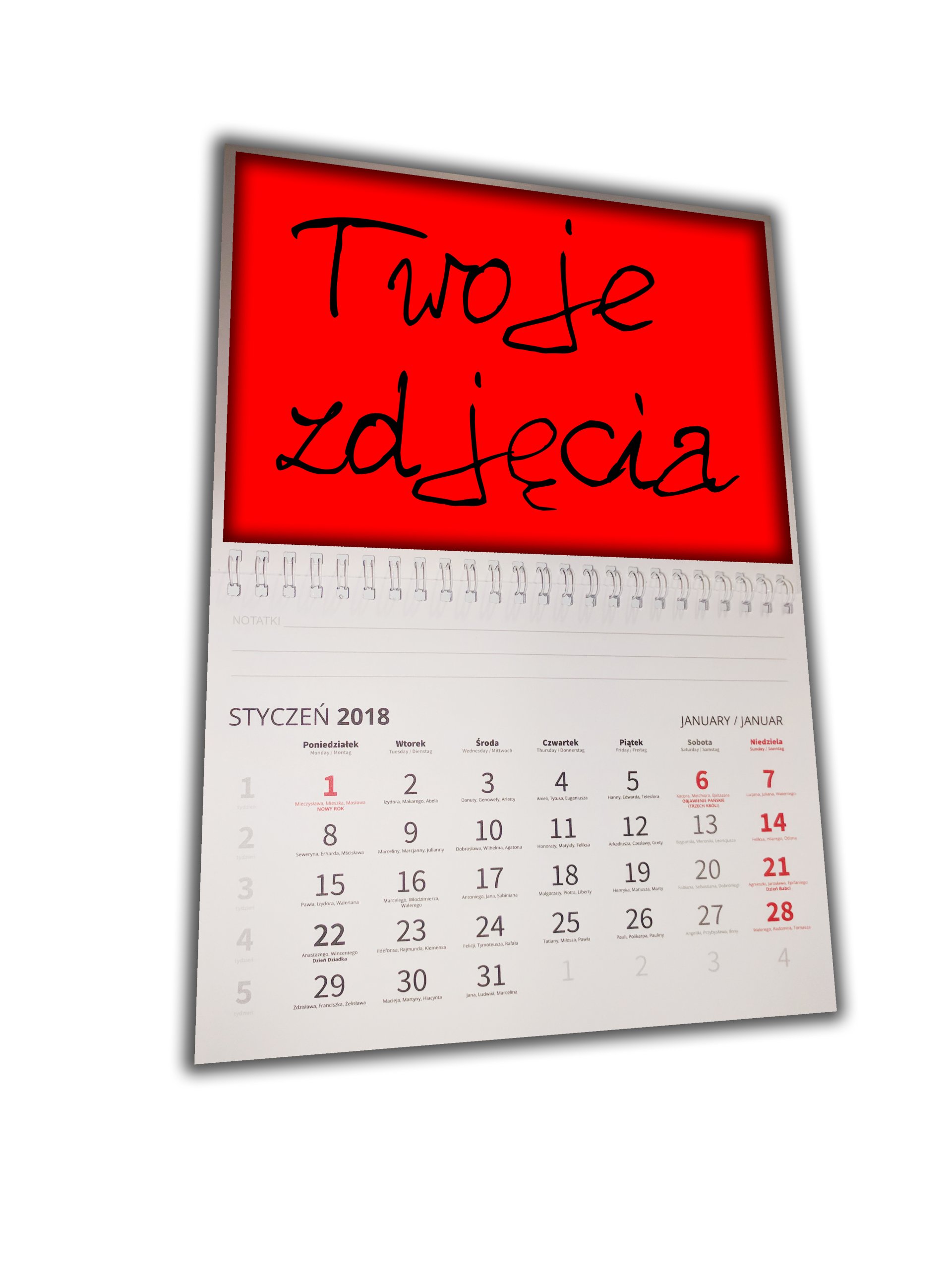 MAGNETYCZNY FOTO kalendarz A4 + ZDJECIE +NOTES EAN (GTIN) 00000012345281