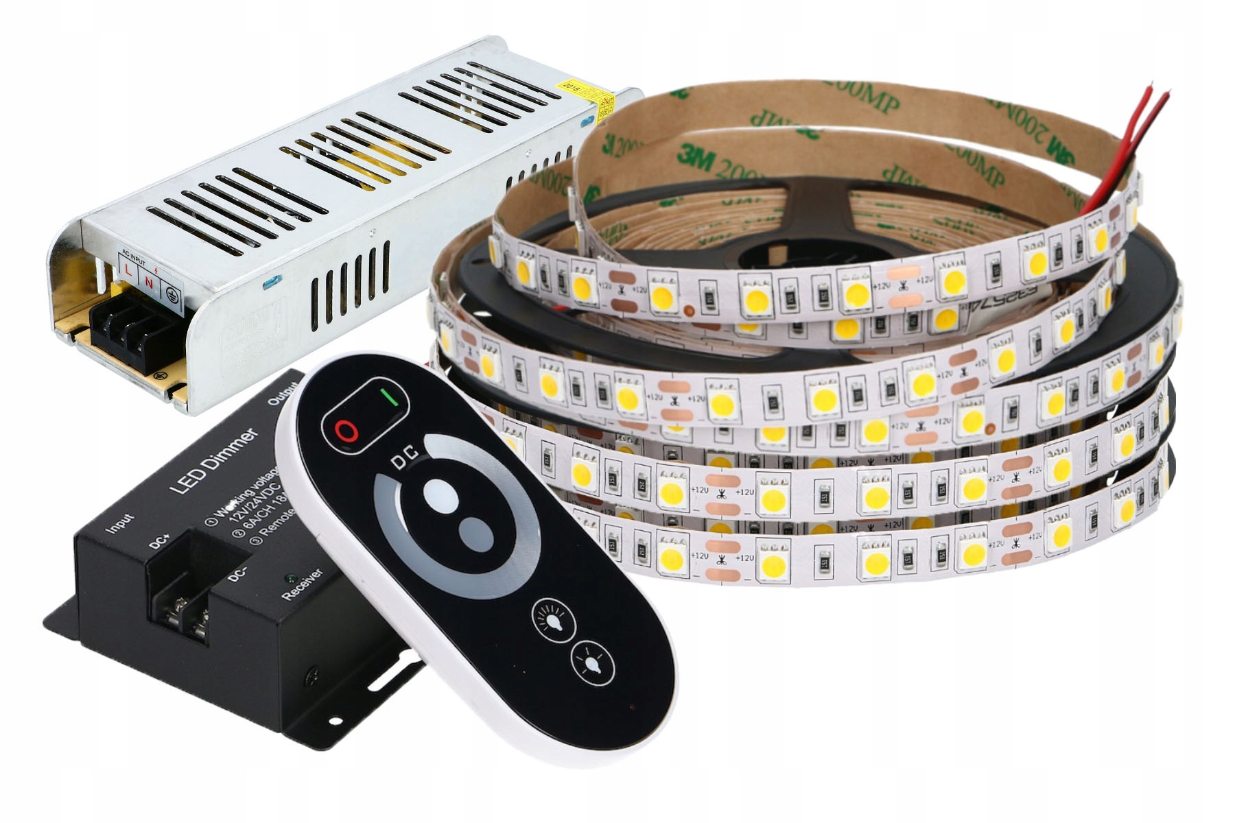 ZESTAW 15m Taśma LED 5050 Biała Ciepła P. DOTYKOWY