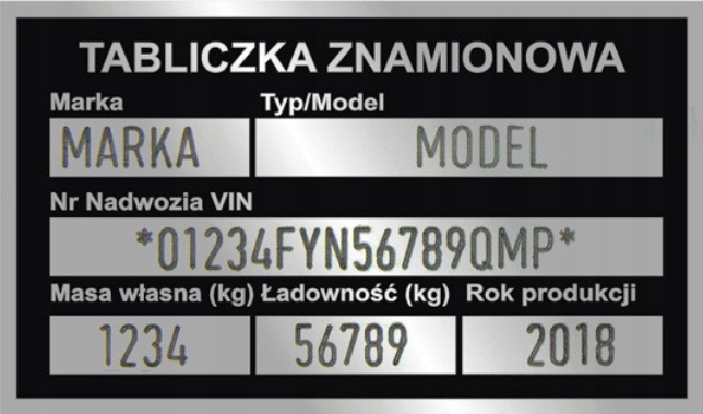 Заводская табличка автомобиля