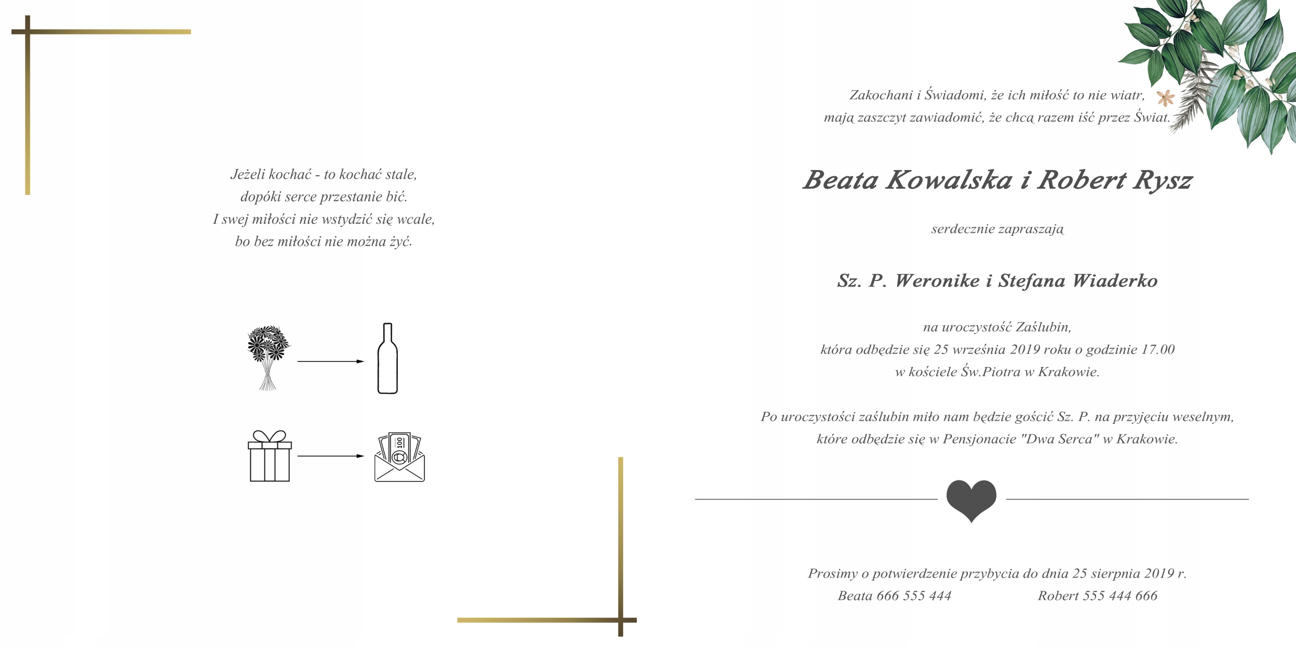 Zaproszenia Ślubne rustykalne kwiaty + koperta Kolor dominujący wielokolorowy