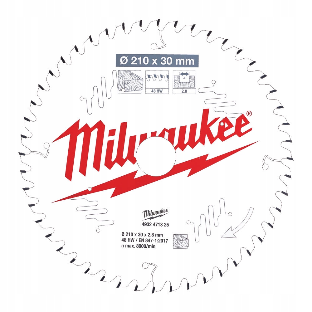 

Milwaukee tarcza piła do drewna 210mm 30mm 48z