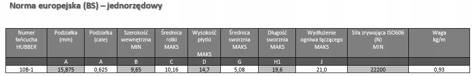ŁAŃCUCH ROLKOWY 10B-1 5/8" 5 mb HUBBER Marka Hubber