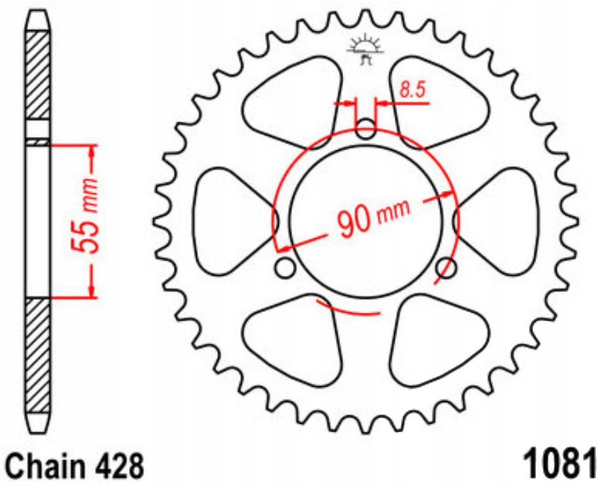 Zadní ozubení 428 Jtr 46Z Rieju RS-2 125 Ac 06-10