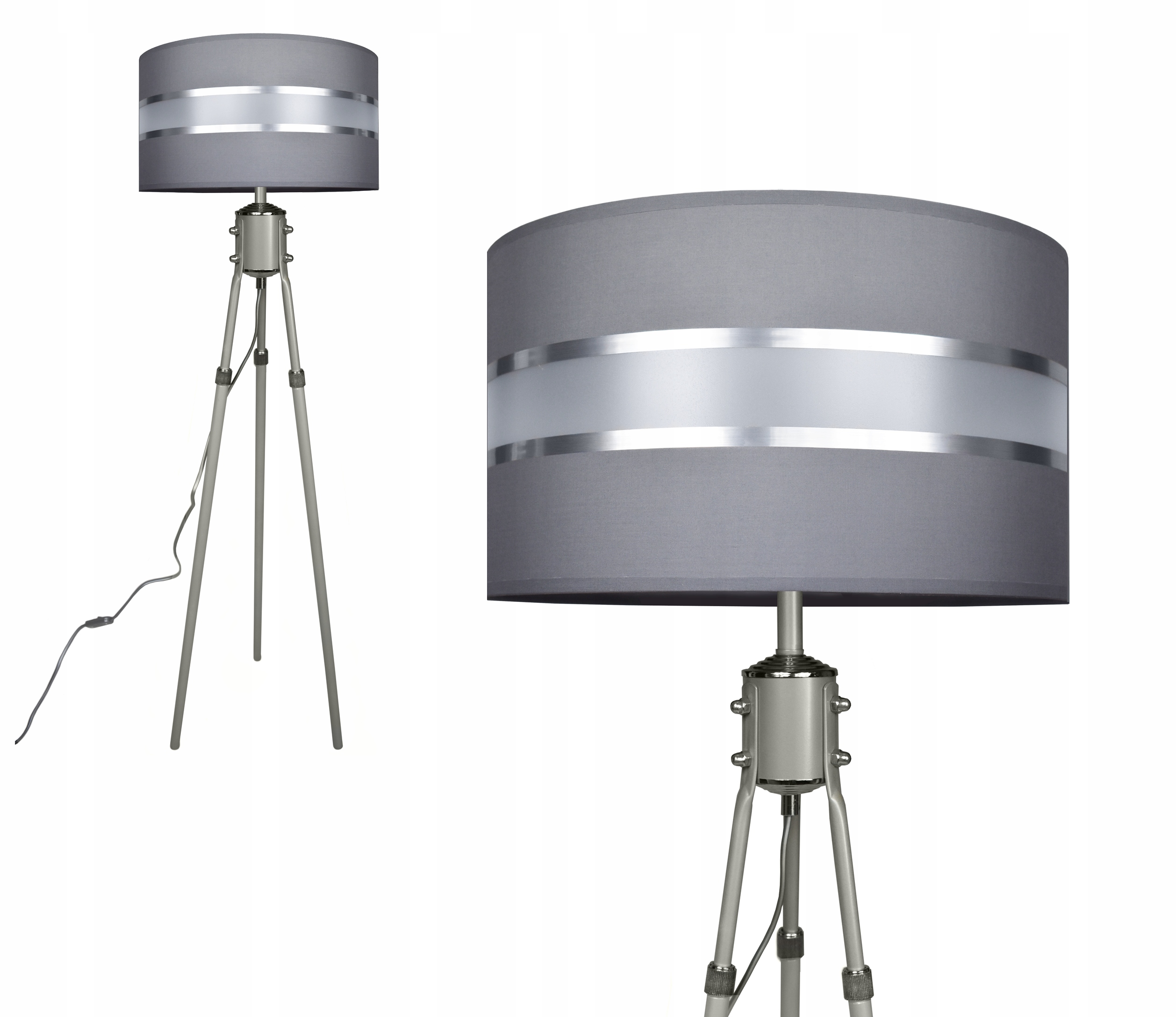 

Lampa Stojąca Podłogowa Trójnóg Nowoczesna Abażur