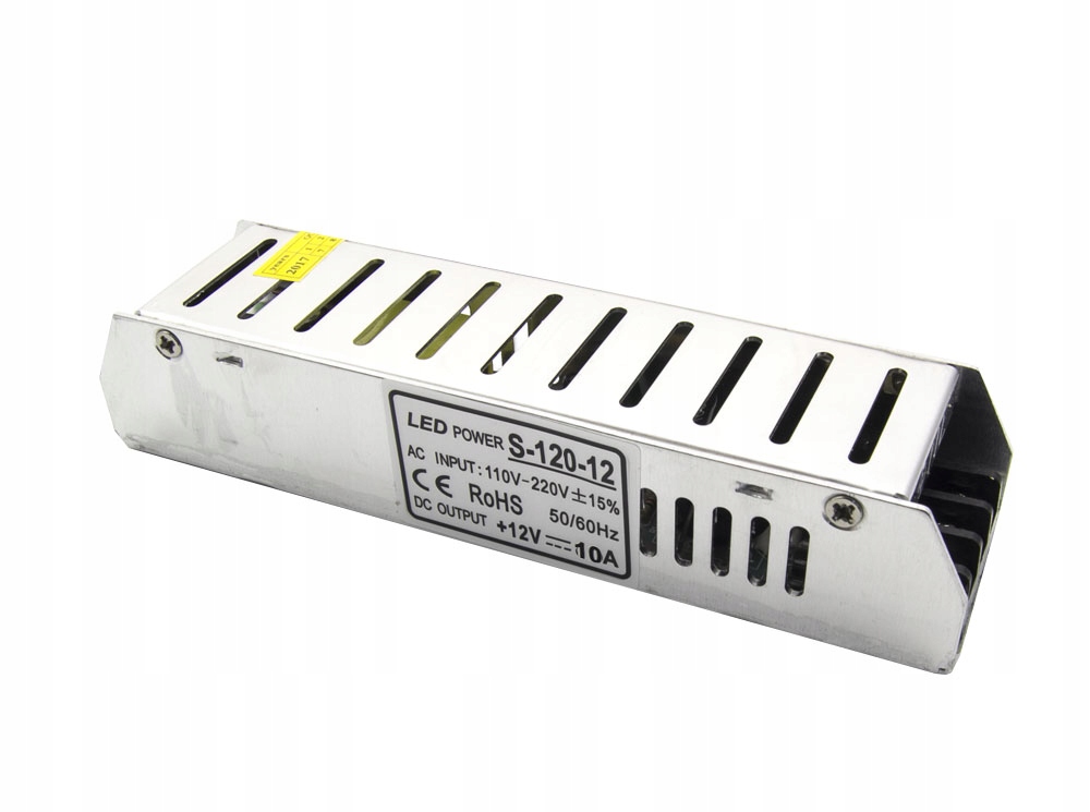 ZASILACZ TRANSFORMATOR 12V DC 120W 10A LED SLIM