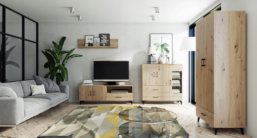 ABS-1 KOMODA ARTISAN OAK DĄB 160 4 szuflady drzwi Szerokość mebla 160 cm