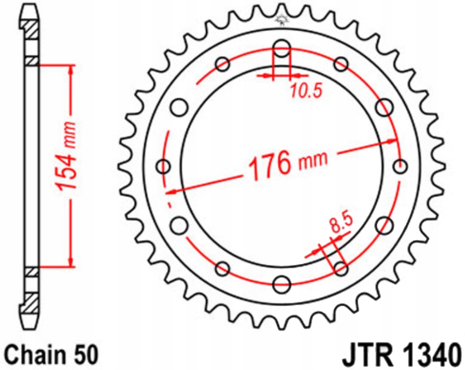 Zadní ozubení Jtr 43-45 zuby Honda Vfr 800 X Cross Nové