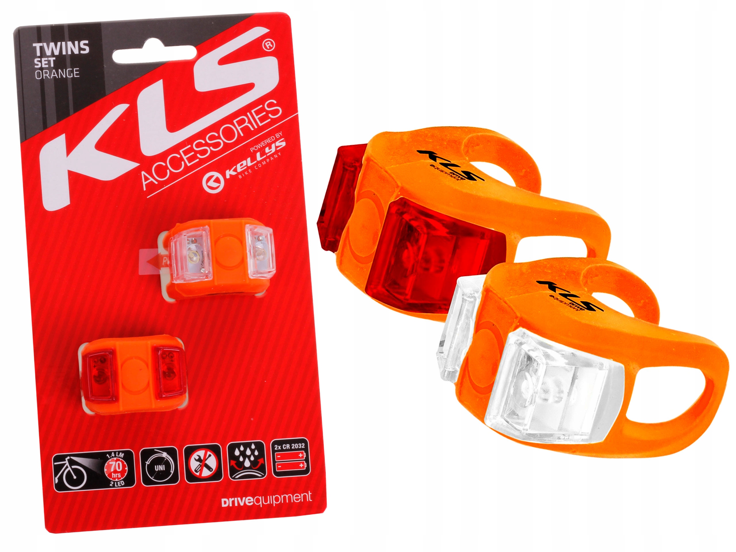 Zestaw oświetlenia rowerowego KELLYS TWINS orange
