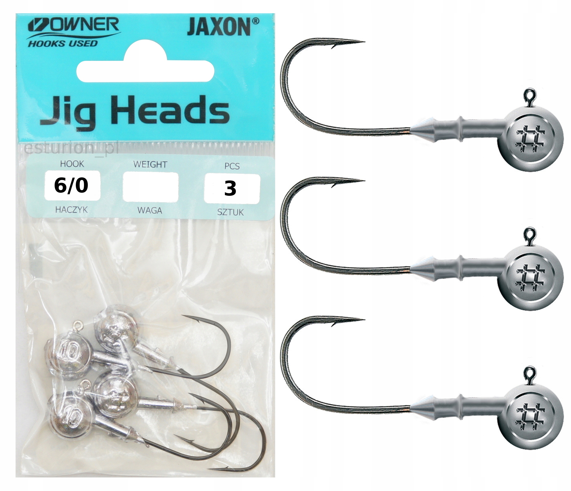 3x Główka Jigowa 6/0 Big Game 25g Owner