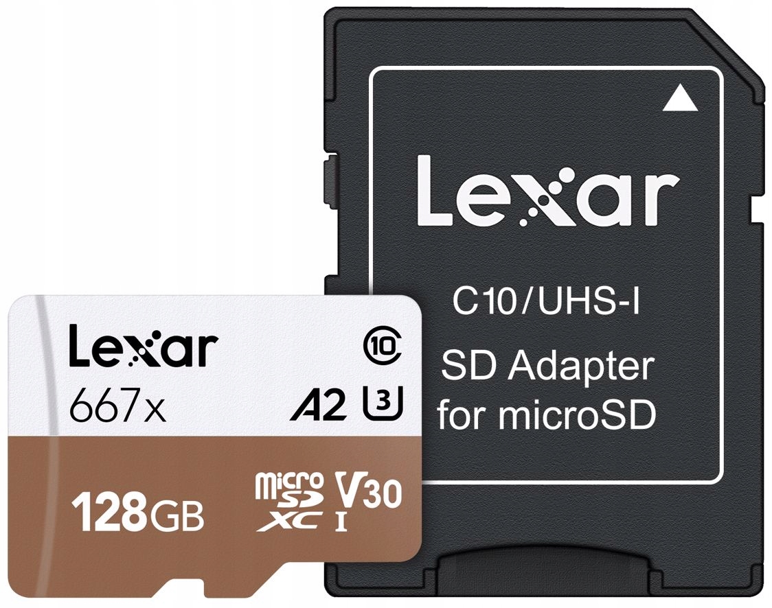 

Lexar microSDXC 128GB 667x 100MB/s U3 V30 +adapter