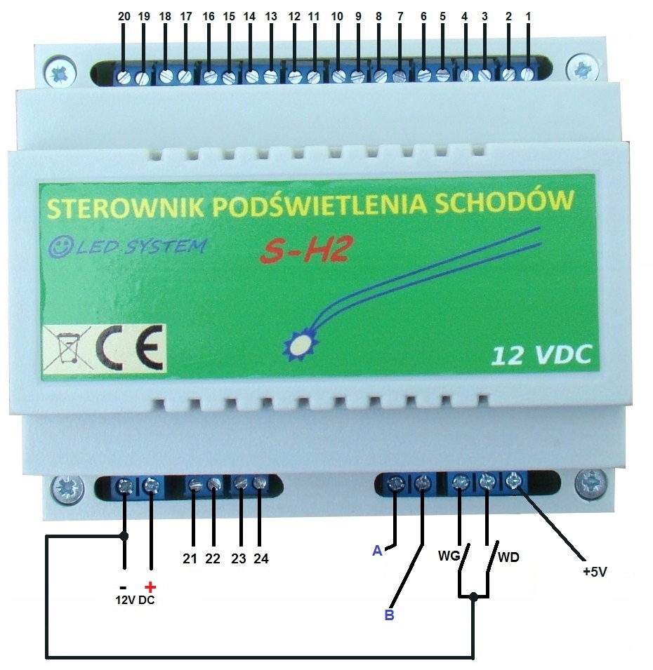 STEROWNIK OŚWIETLENIA SCHODÓW LED SCHODOWY S-H2 Kod producenta STEROWNIK OŚWIETLENIA SCHODÓW SH-2