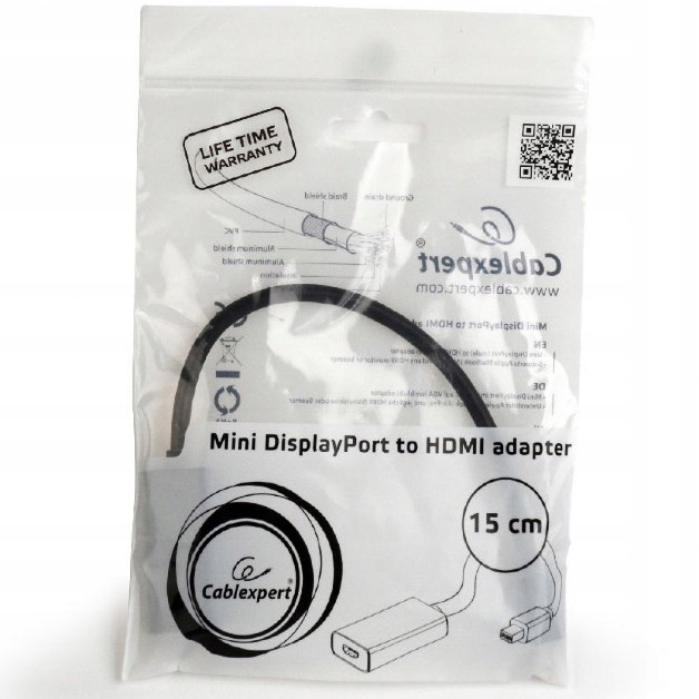 Kabel adapter Mini DisplayPort M - HDMI 1.3a 15cm Zastosowanie Video