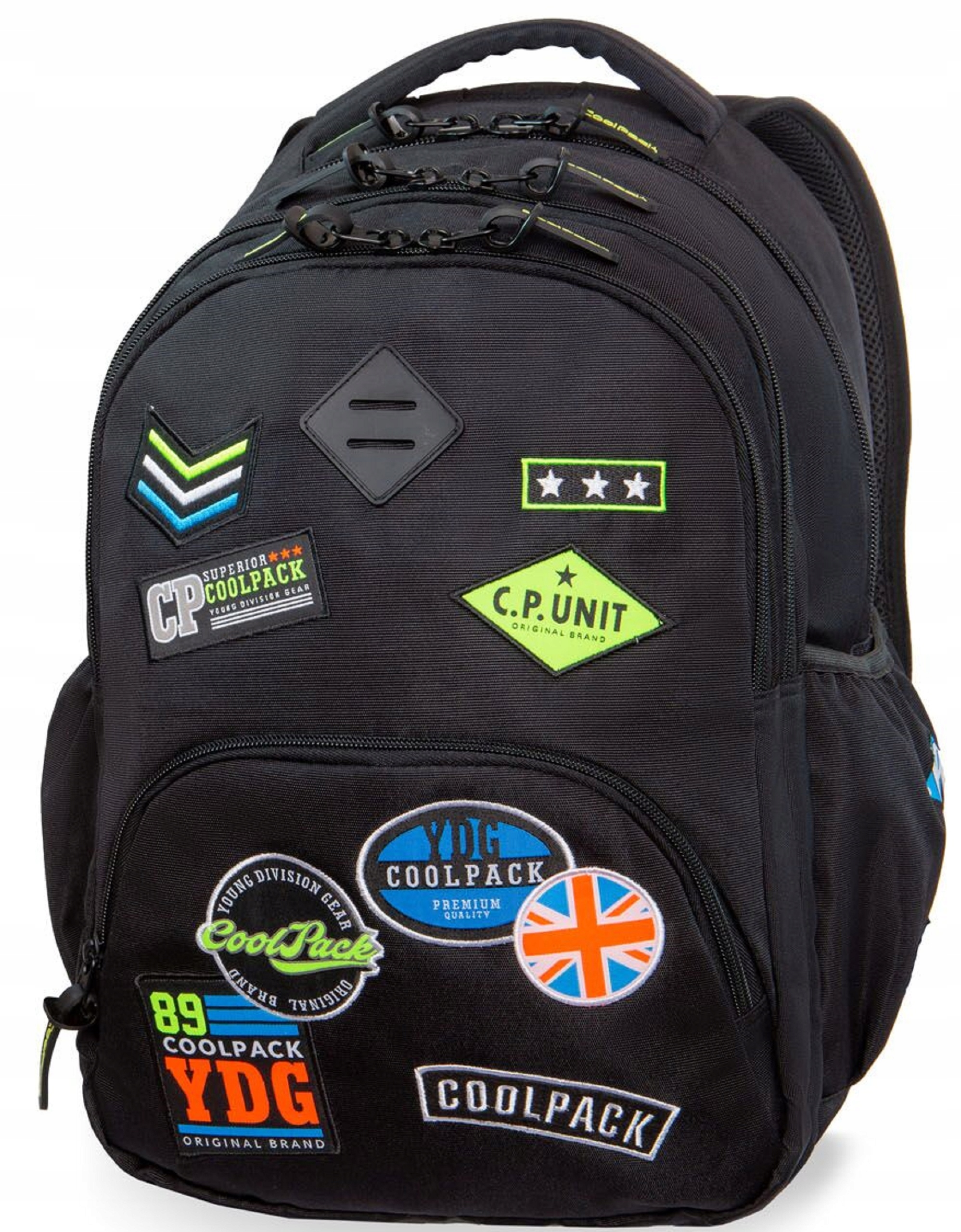 Plecak Szkolny Młodzieżowy Coolpack Bentley 30L XL Badges Black Naszywki