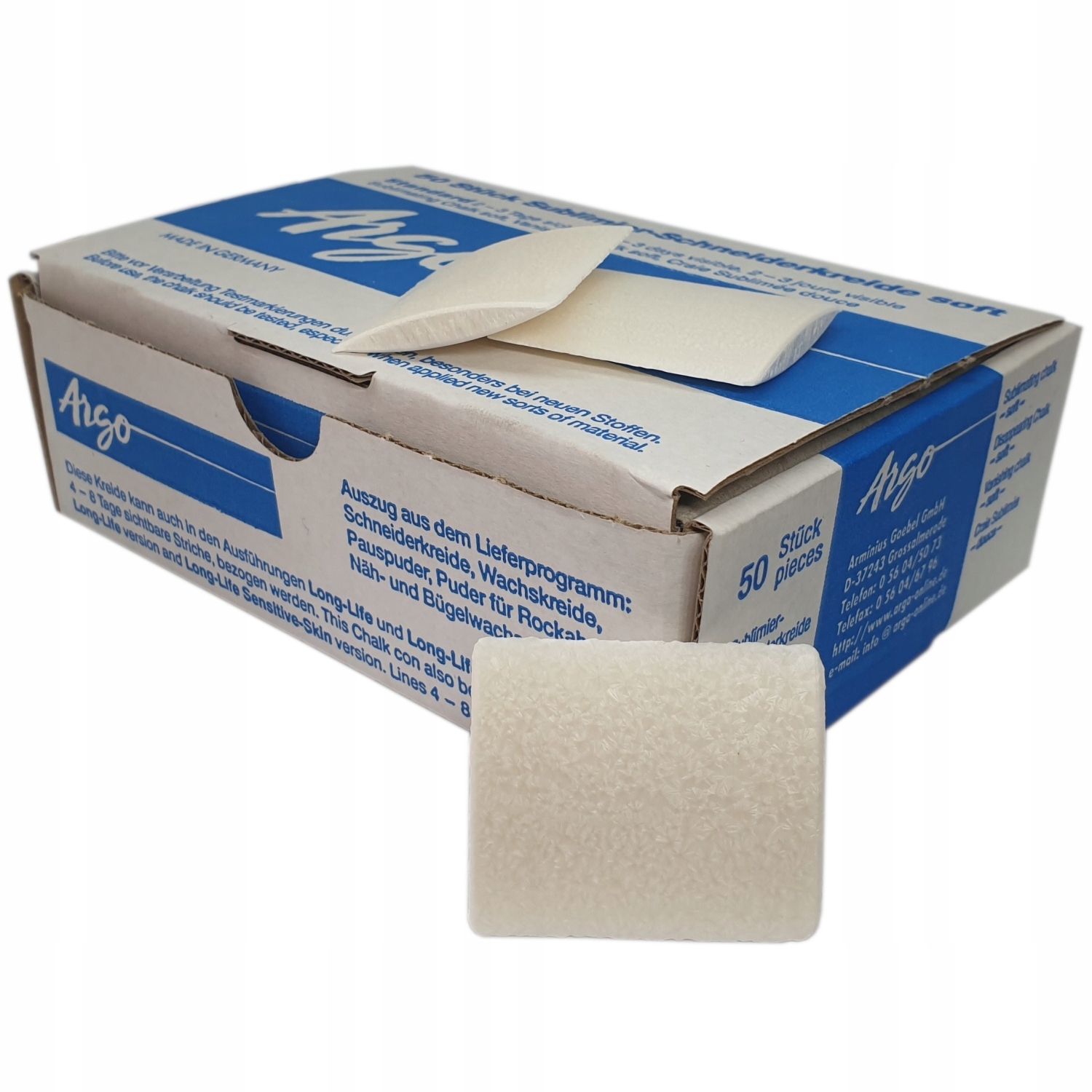 Křída krejčovská mizející bílá pro význam látek Argo bílá 50 ks