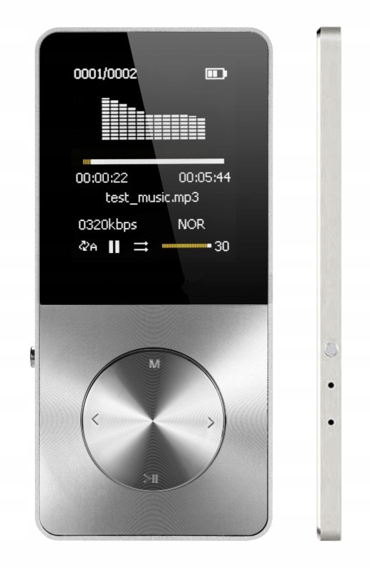 

Odtwarzacz MP4 T1 16GB głośnik microSD MP3 srebrny