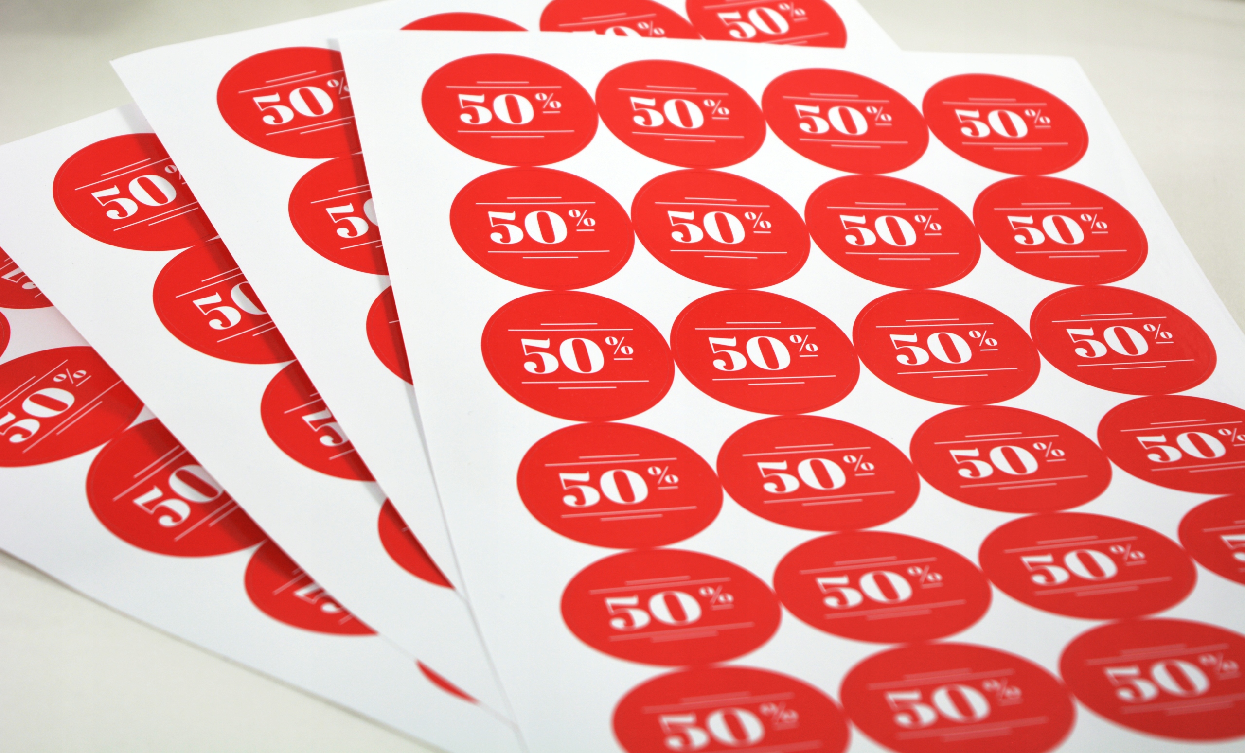 NAKLEJKI REKLAMOWE Z LOGO DOWOLNY NADRUK Stan opakowania oryginalne