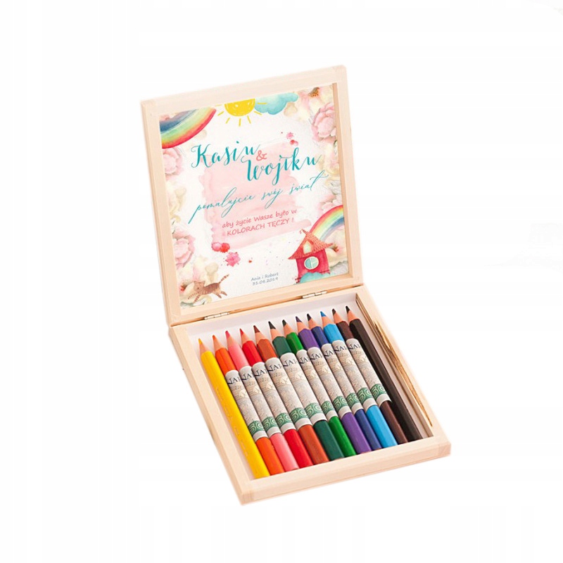 

Kredki w skrzynce dla Młodej Pary