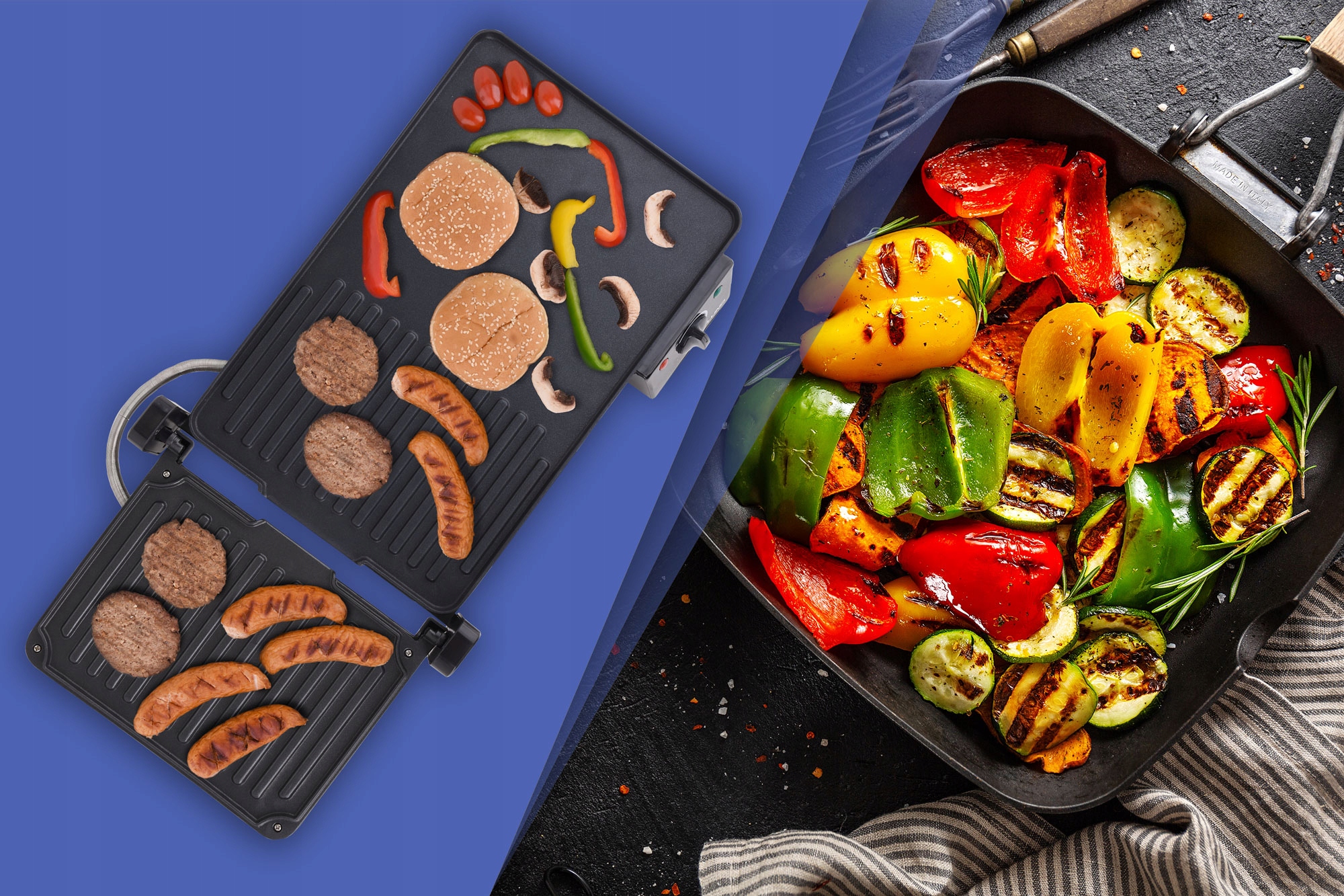 GRILL ELEKTRYCZNY STOŁOWY 2000W 2w1 + OPIEKACZ Kod producenta 67455