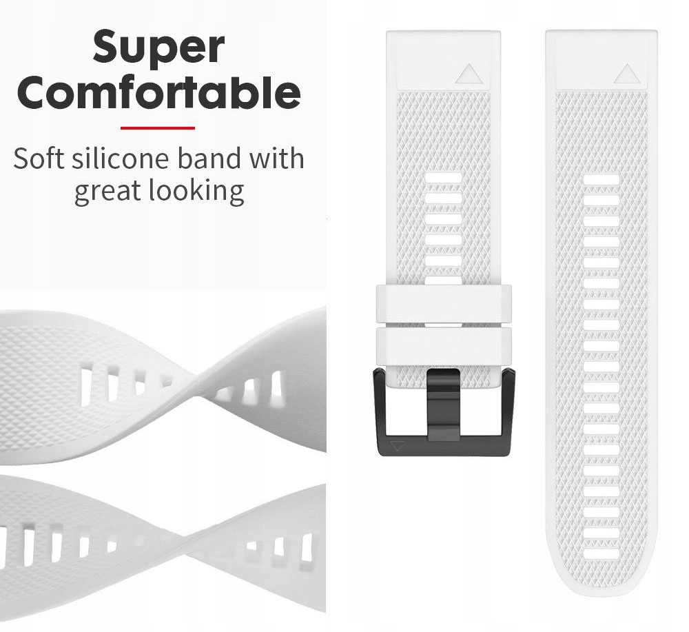 BIAŁY Silikonowy Pasek Garmin FENIX 6S PRO Marka Tech-Band