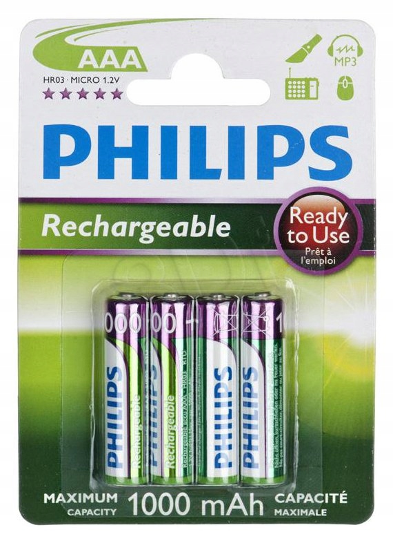 

Akumulatorki Philips R03/AAA 1000mAh Rtu Naładowan