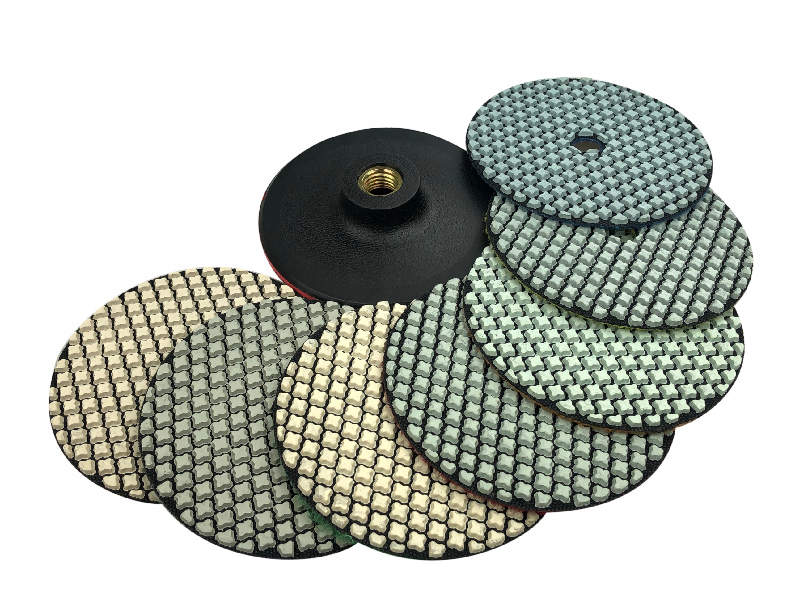 KPL 7 DYSK POLERSKI GRANIT #50 - 3000 + UCHWYT M14