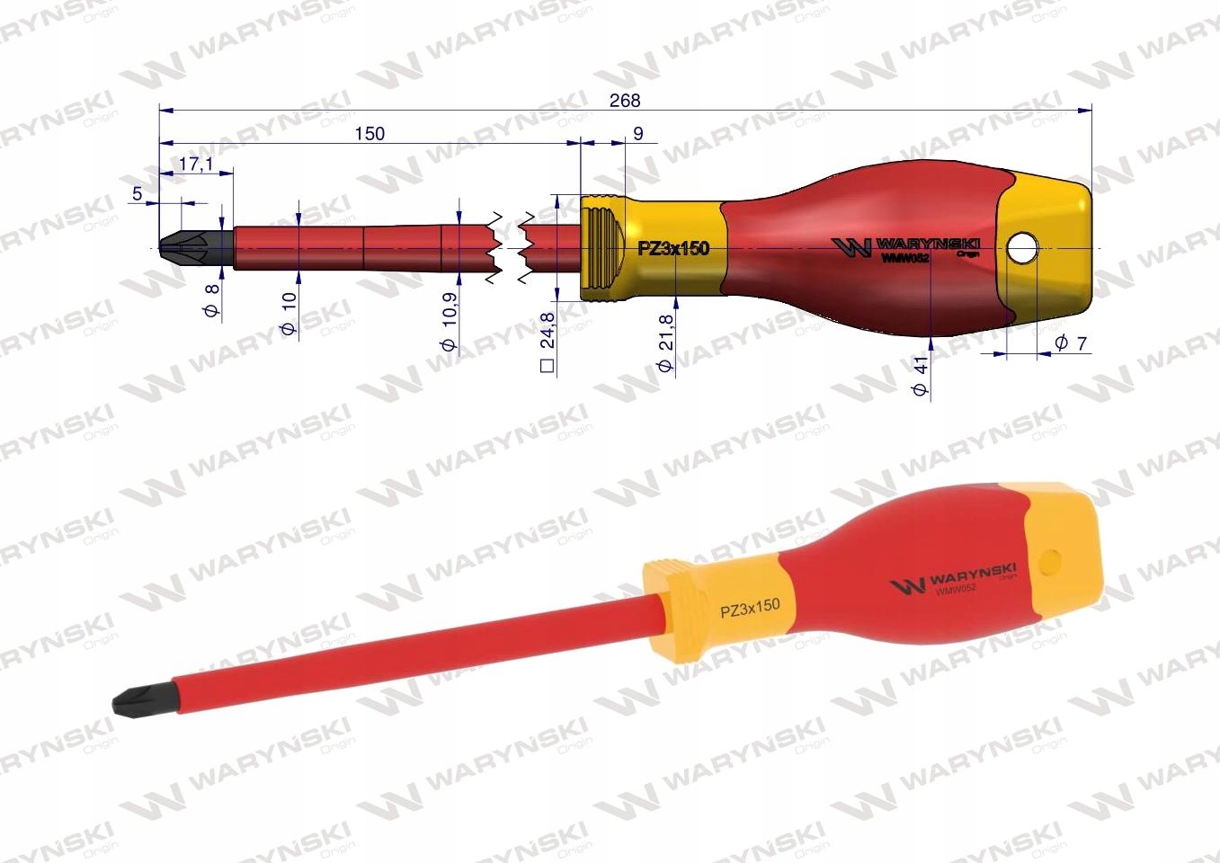 Wkrętak PZ3 150 mm. Waryński Marka Waryński