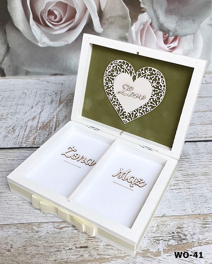 Pudełko na koperty + obrączki białe 05 Wysokość produktu 22 cm